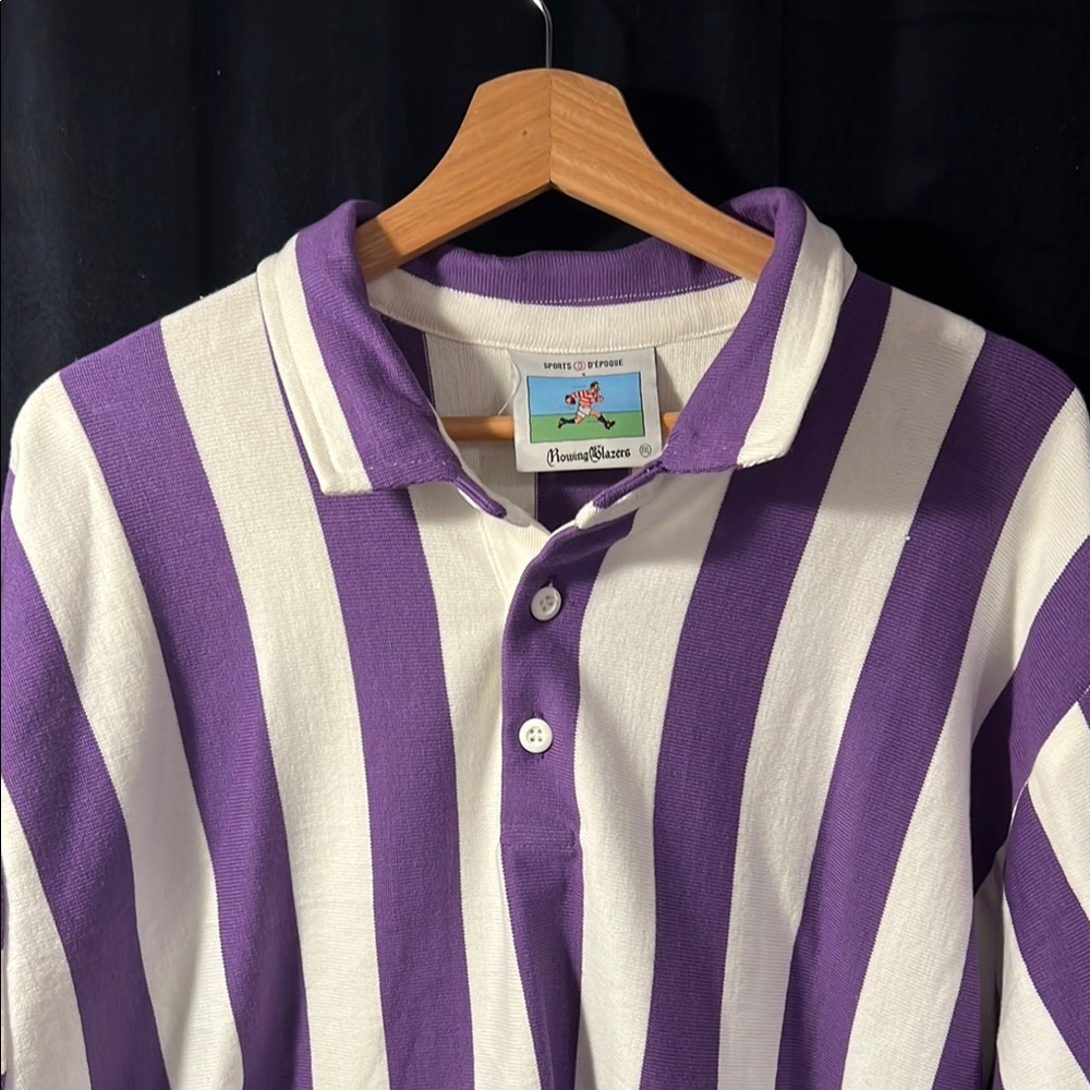 Rowing Blazers Purple and White Striped Men's Rugby Shirt